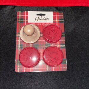Holiday Cookie Stamp Set with Red Designs, NWT